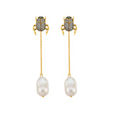 SCARAB INVISIBLE BAROQUE EARRINGS