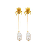 SCARAB INVISIBLE BAROQUE EARRINGS